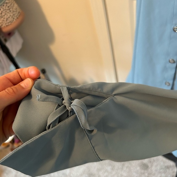 Candies light blue sheer long sleeve button down dressy top - Picture 6 of 6